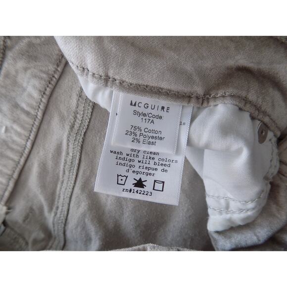 MCGUIRE skinny jeans velvet pants womens size 27 - Picture 3 of 5